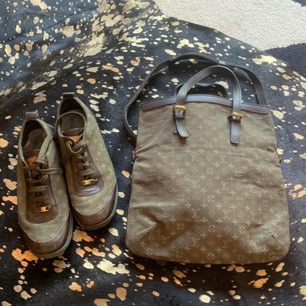 Louis Vuitton Canvas Shoes/Purse Set